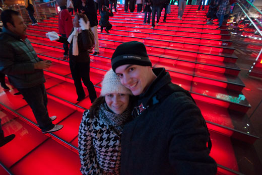 Red Steps In Times Square New York City