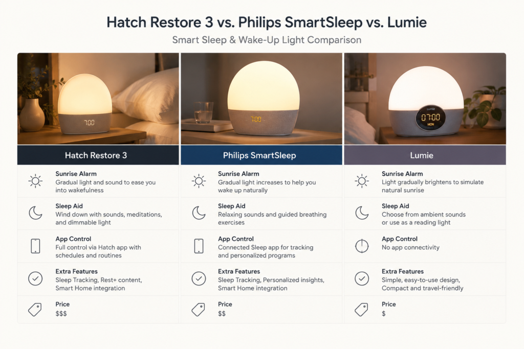Hatch Restore 3 vs. Philips SmartSleep vs. Lumie: Smart Home Fit