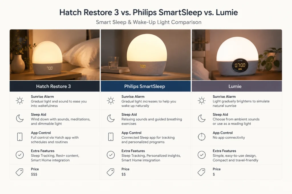Hatch Restore 3 vs. Philips SmartSleep vs. Lumie: Smart Home Fit